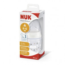 NUK First Choice+ polipropilēna pudelīte ar silikona M izmēra knupīti, 150 ml (0-6 mēn.)