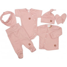 KOMPLEKTS zīdaiņu kokvilnas apģērbs, 6-daļīgs, rozā