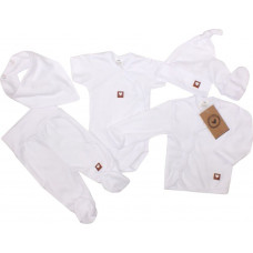 KOMPLEKTS zīdaiņu kokvilnas apģērbs, 6-daļīgs, balts