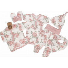 KOMPLEKTS zīdaiņu kokvilnas apģērbs, 6-daļīgs, ar ziedu printu