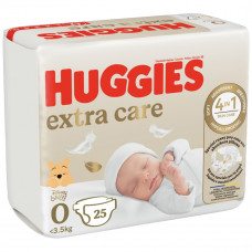 HUGGIES Extra care 0, līdz 3.5kg, 25 gab. autiņbiksītes