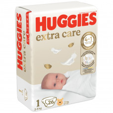 HUGGIES Extra care 1, 2-5kg, 26gb autiņbiksītes 