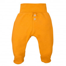 Zīdaiņu kokvilnas bikses ar dekoratīvām podziņām, oranžas