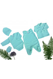 KOMPLEKTS zīdaiņu kokvilnas apģērbs, 5-daļīgs, tirkīzzils
