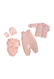 KOMPLEKTS zīdaiņu kokvilnas apģērbs, 5-daļīgs, rozā