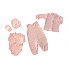 KOMPLEKTS zīdaiņu kokvilnas apģērbs, 5-daļīgs, rozā